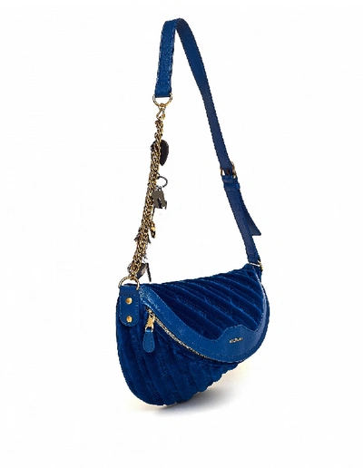 Shop Balenciaga Blue Velvet Souvenirs Xs Bag