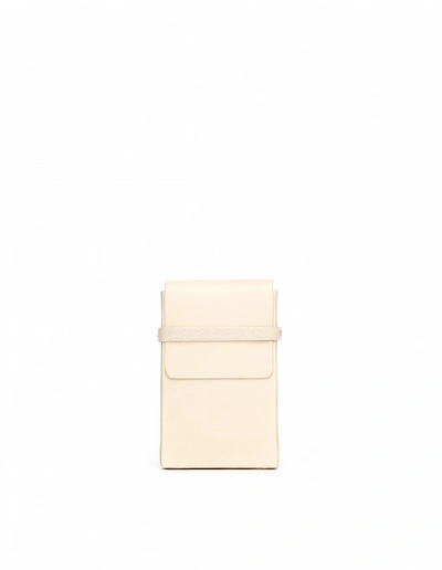 Shop The Row Smart Eggshell Leather Phone Case In Beige