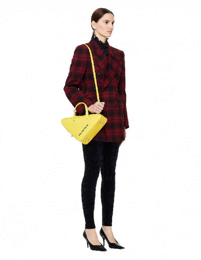 Shop Balenciaga Yellow Leather Triangle Duffle S Bag