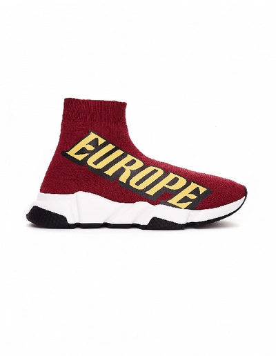 Shop Balenciaga Europe Printed Speed Trainer Sneakers In White