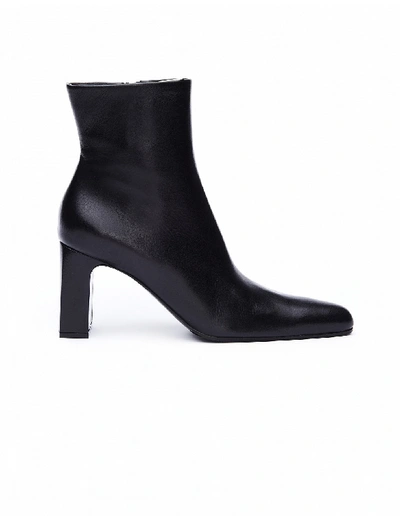 Shop Balenciaga Black Leather Round Toe Ankle Boots