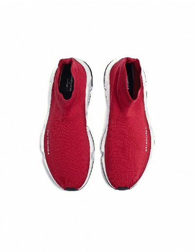 Shop Balenciaga Speed Trainer Burgundy Sneakers In Red