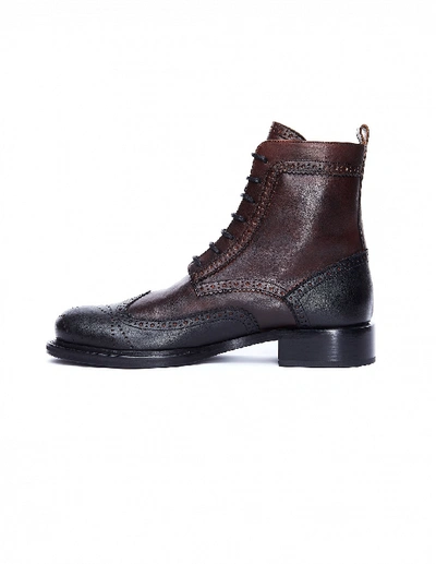 Shop Ann Demeulemeester Gradient Leather Hi-top Brogues In Burgundy