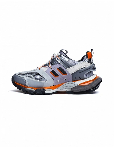 Shop Balenciaga Grey And Orange Track Sneakers