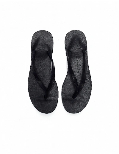 Shop Yohji Yamamoto Black Leather Flip-flops