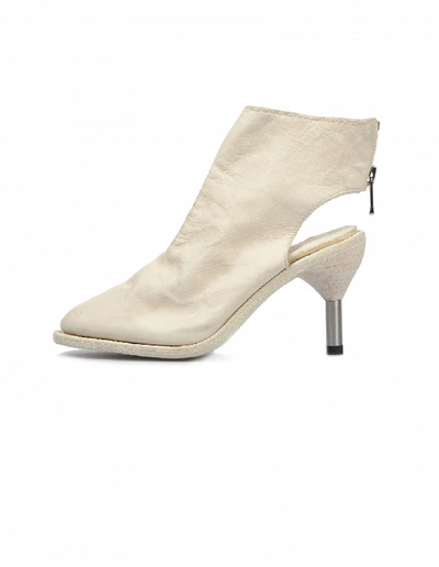 Guidi White Leather Ankle Boots In White
