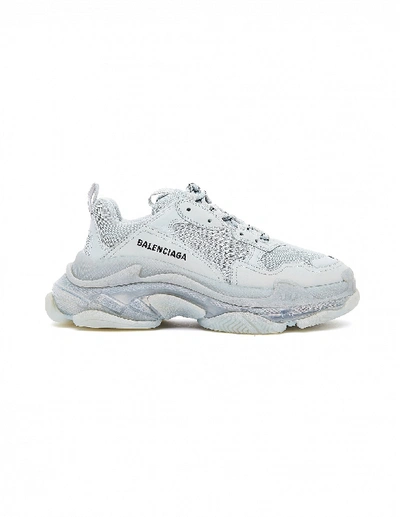 Shop Balenciaga Grey Triple S Clear Sole Sneakers