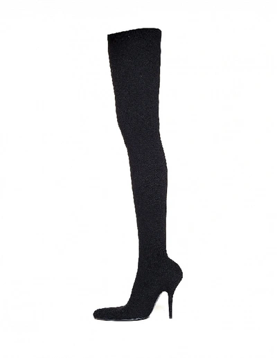 Shop Balenciaga Round Over-the-knee Textile Boots In Black