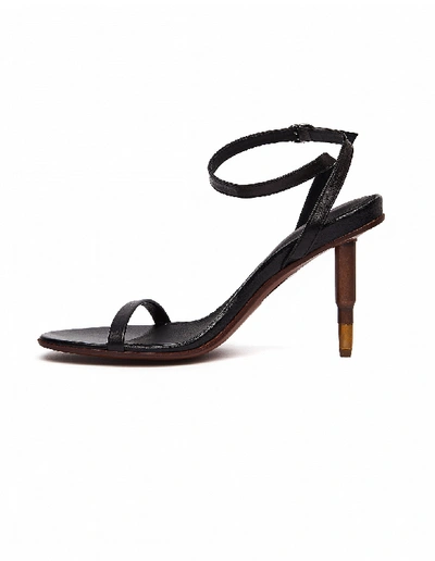 Shop Vetements Killer Black Leather Bullet-heels Sandals