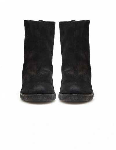 Guidi Wedge Heel Suede Ankle Boots In Black