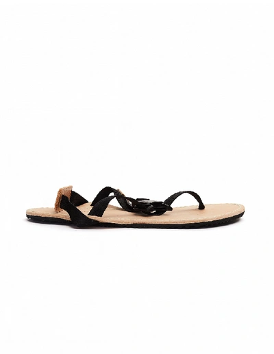 Shop Hender Scheme Black & Natural Devise Strap Sandals In Beige