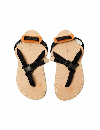 Shop Hender Scheme Black & Natural Devise Strap Sandals In Beige
