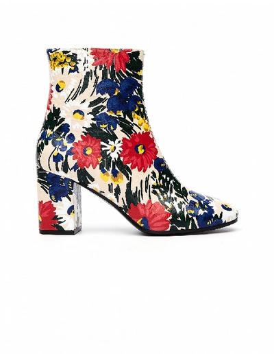Shop Balenciaga Flower Printed Leather Ville Boots In Multicolor