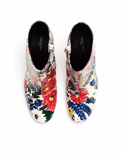 Shop Balenciaga Flower Printed Leather Ville Boots In Multicolor
