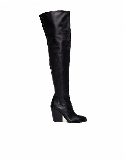 Shop A.f.vandevorst Leather Knee High Heeled Boots In Black
