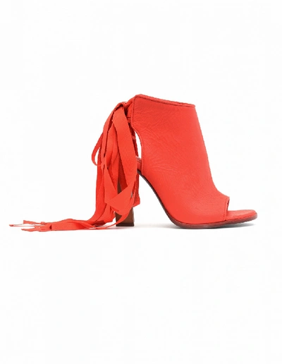 Shop A.f.vandevorst Red Leather Open-toe Ankle Boots