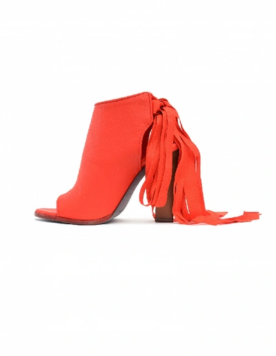 Shop A.f.vandevorst Red Leather Open-toe Ankle Boots