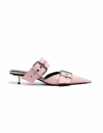 Shop Balenciaga Pink Belt Leather Mules