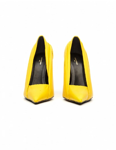 Shop Balenciaga Knife Draped Leather Pumps In Yellow