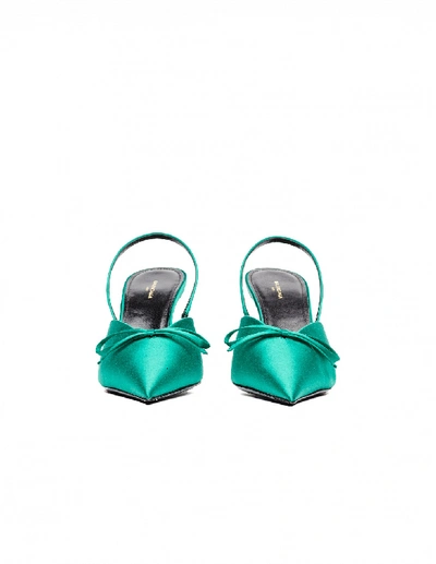 Shop Balenciaga Green Knife Slingback Heels