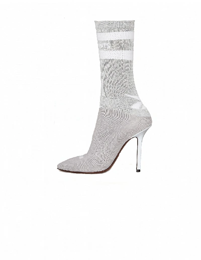 Shop Vetements Reflective Sock Boots In Grey