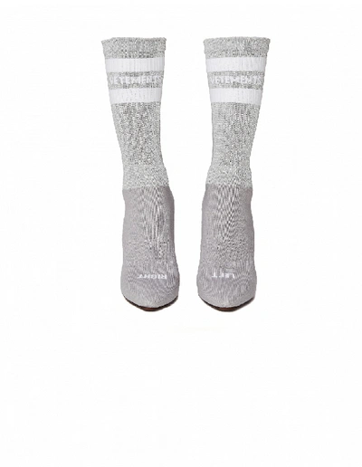 Shop Vetements Reflective Sock Boots In Grey