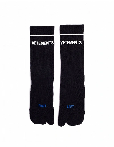 Shop Vetements Split-toe Black Cotton Socks