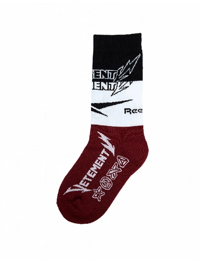 Shop Vetements Metal Cup Up Socks In Burgundy