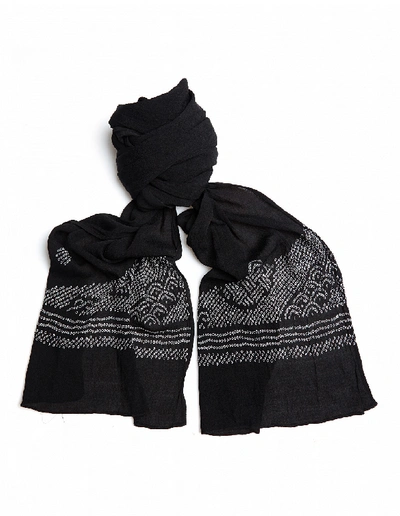 Shop Blackyoto Embroidered Silk Scarf In Black