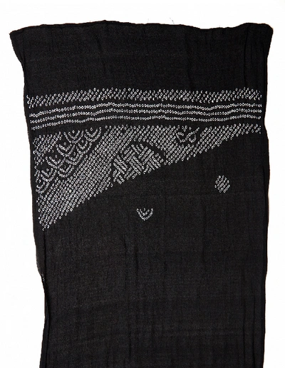 Shop Blackyoto Embroidered Silk Scarf In Black