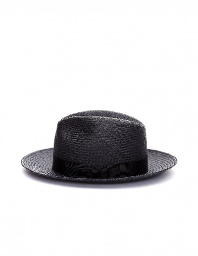 Shop Yohji Yamamoto Dark Grey Straw Hat