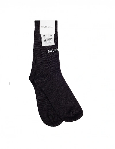 Shop Balenciaga Black Cotton Logo Socks