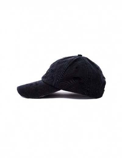 Shop Vetements Saturday Distressed Cotton Cap In Black
