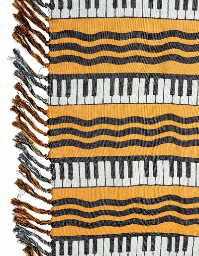 Shop Undercover Fringed 'piano' Printed Scarf In Orange