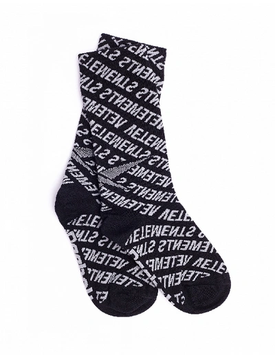Shop Vetements Logo Cotton Black Crew Socks