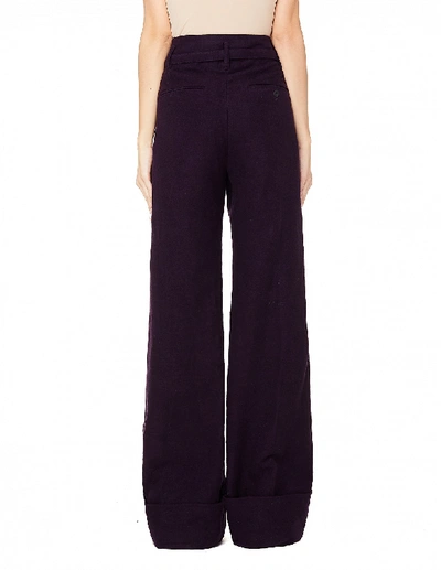 Shop Ann Demeulemeester Purple Linen & Cotton Trousers