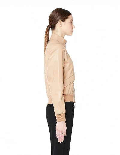 Shop The Row Erhly Leather Bomber Jacket In Beige