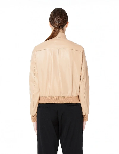 Shop The Row Erhly Leather Bomber Jacket In Beige