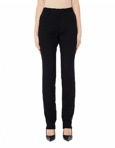 Shop Yohji Yamamoto Black Wool Trousers