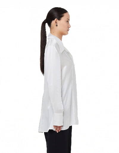 Shop Maison Margiela Double Layer Silk Shirt With Lace Decoration In White