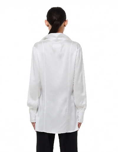 Shop Maison Margiela Double Layer Silk Shirt With Lace Decoration In White