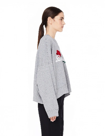 Shop Undercover Cropped Embroidered Sweatshirt In Grey