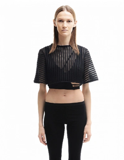 Shop David Koma Perforated Crop Top In Black