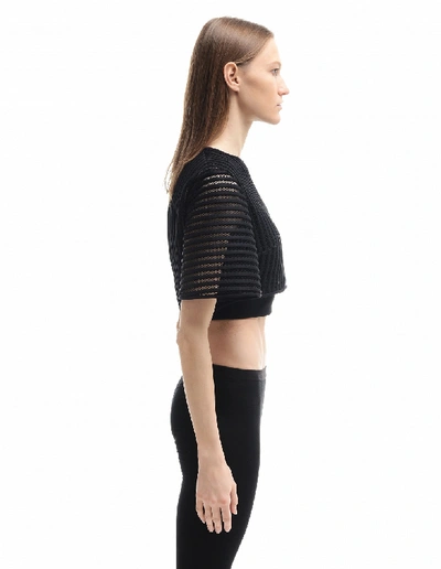 Shop David Koma Perforated Crop Top In Black