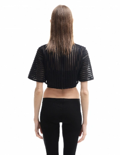 Shop David Koma Perforated Crop Top In Black