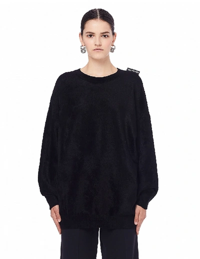 Shop Balenciaga Black Velvet Sweatshirt
