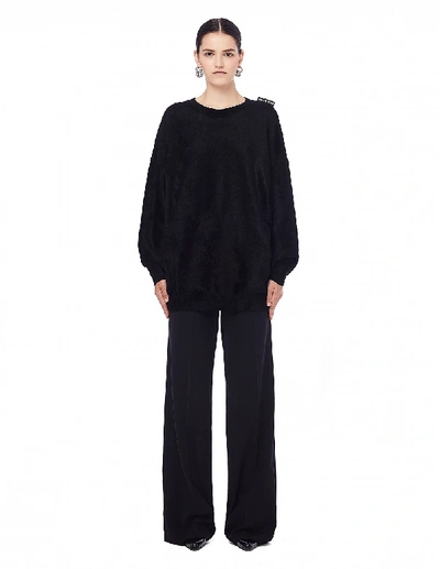 Shop Balenciaga Black Velvet Sweatshirt