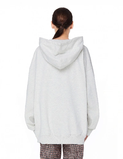 Shop Ashish Viva L`amore Embroidered Cotton Hoodie In Grey