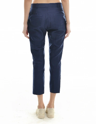 Shop Michael Van Der Ham Navy Blue  Cropped Trousers