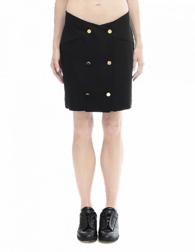 Shop Maison Margiela Black Double-breasted Tux Skirt
